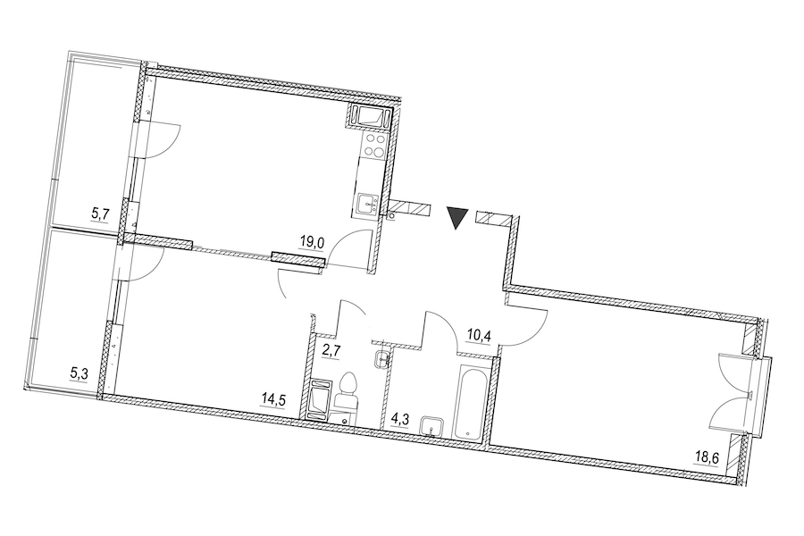 2-комнатная квартира 72.9 м², 3/8 эт., ЖК «Квартал Che»